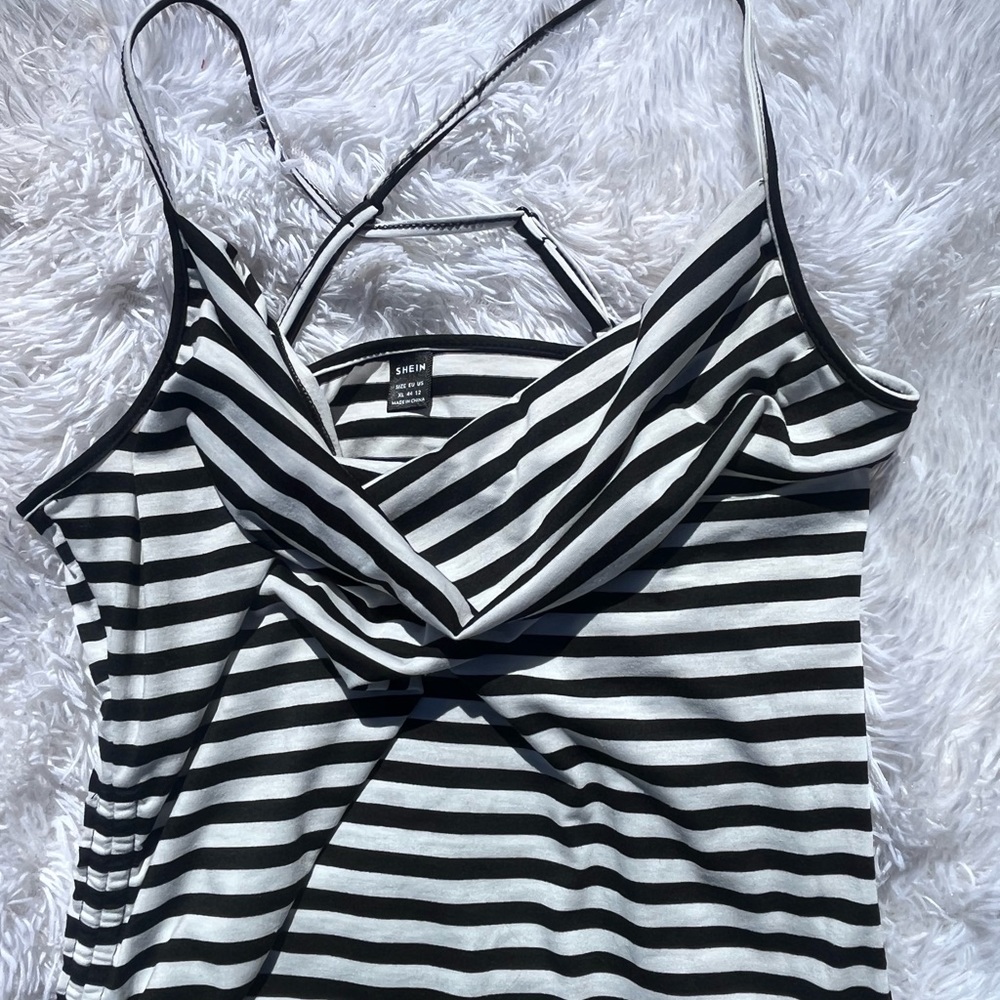 Shein black and white stripped summer dress
